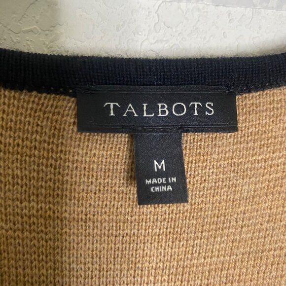 Talbots Wool Blend Long Open Cardigan Sweater Womens M Brown Black Coatigan Fall - Picture 2 of 9